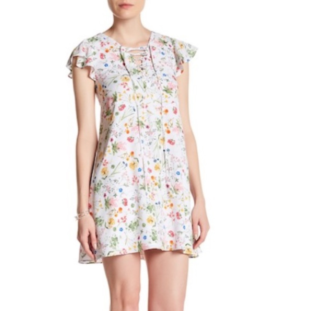 Cece Cynthia Steffe Brea lace up botanical dress